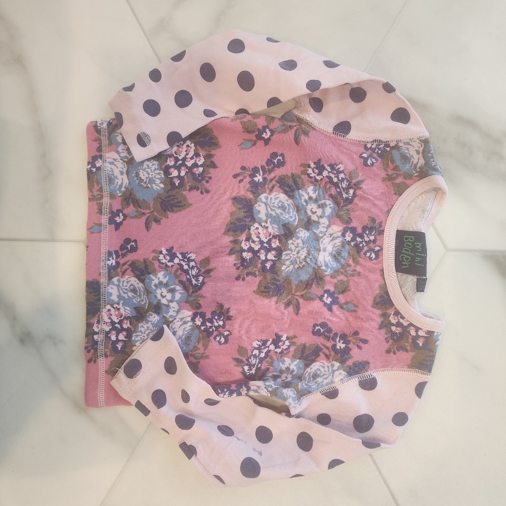 Mini Boden size 2-3 girls ADORABLE cotton long sleeve flower mix top. - Picture 7 of 7